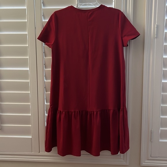 Zara Womens Red Short Sleeve Loose Fit Knee Length Tiered Dress Size M - Picture 3 of 7